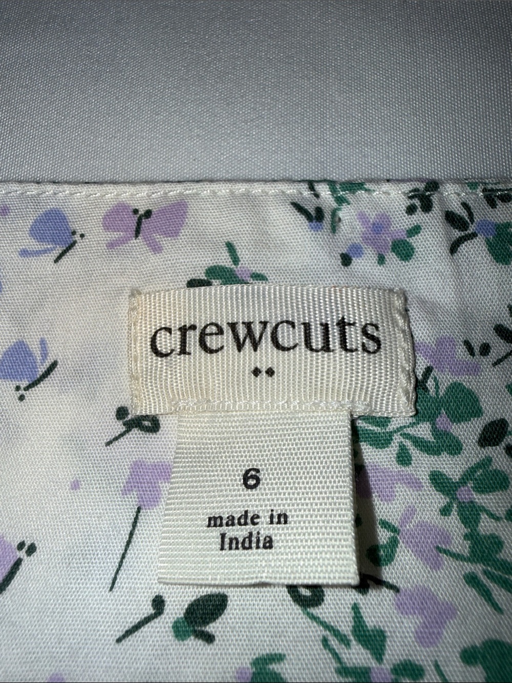 Girls Crewcuts White Dress with Lavender and Green Floral Print - Picture 2 of 5